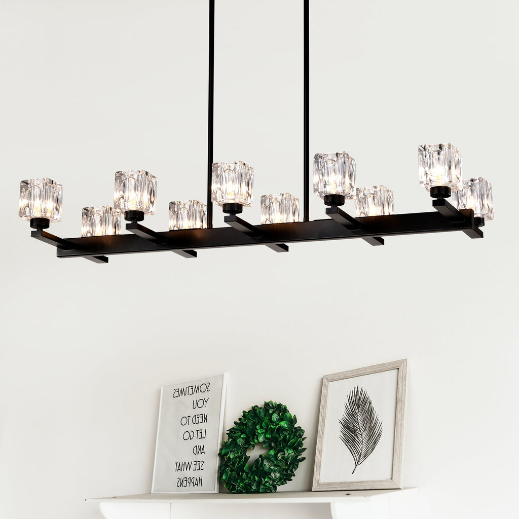 10-Light Dining Room Chandelier with Contemporary Design - Metal