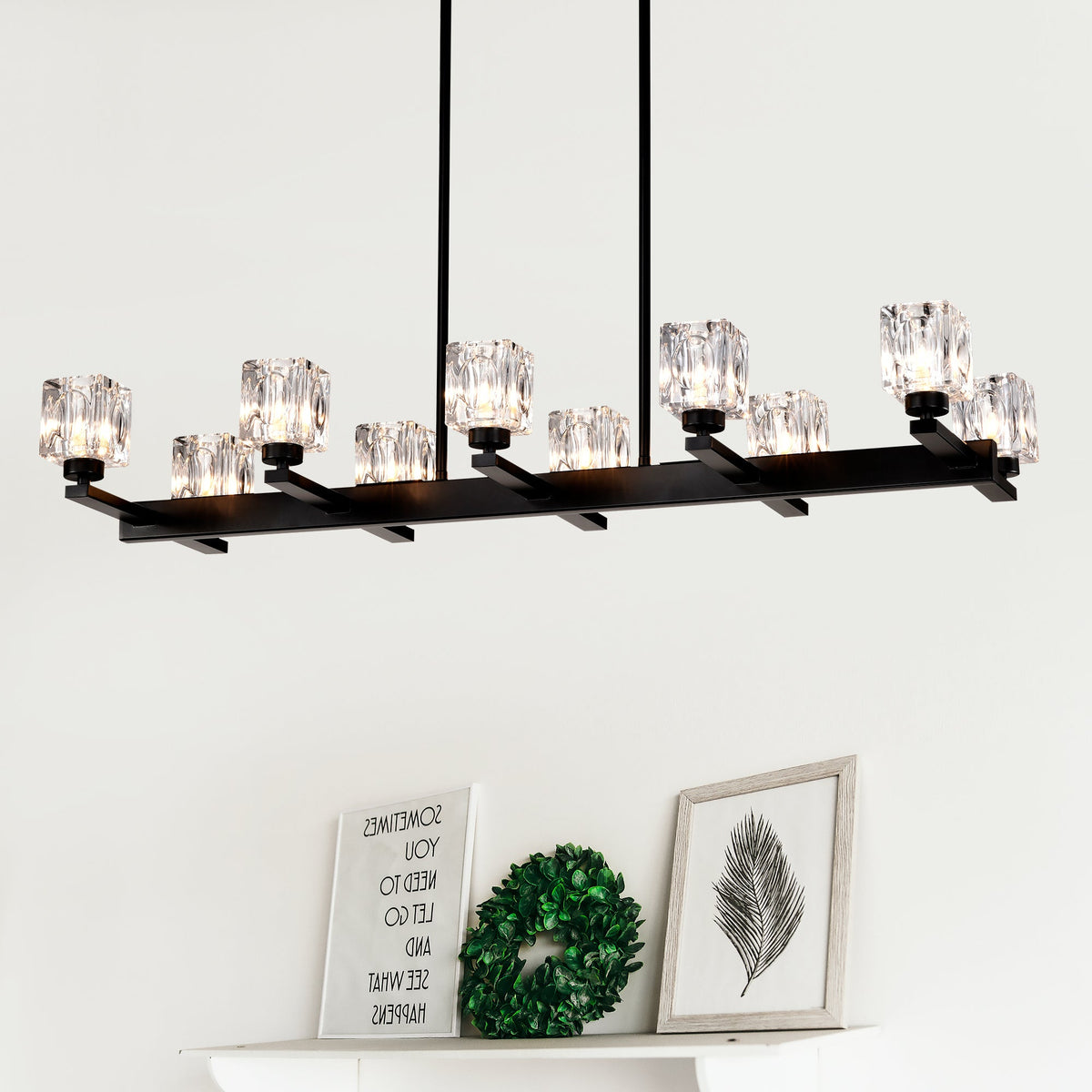 10-Light Dining Room Chandelier with Contemporary Design - Metal