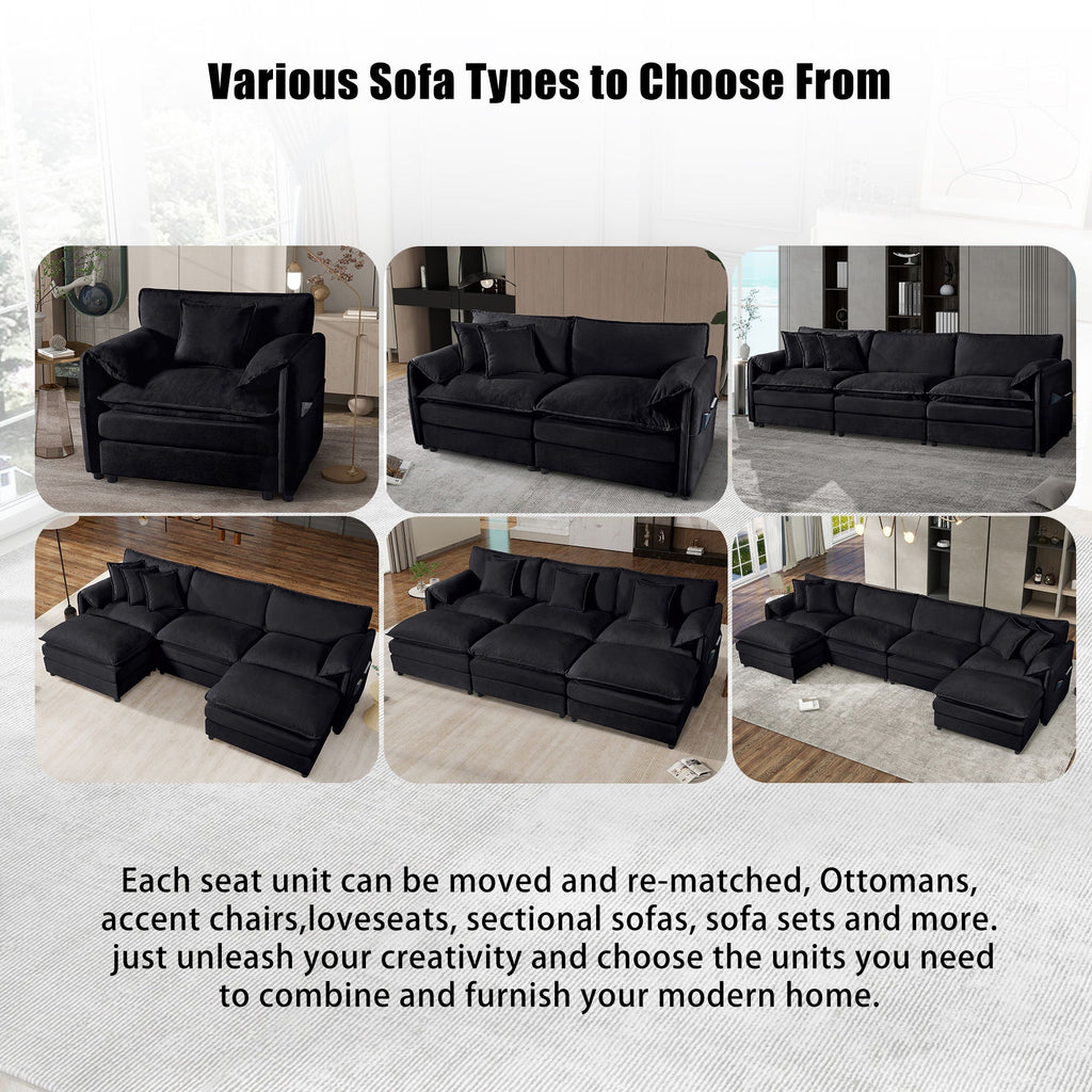 Oversized Chair & Ottoman with Soft Upholstery - Blue or Black