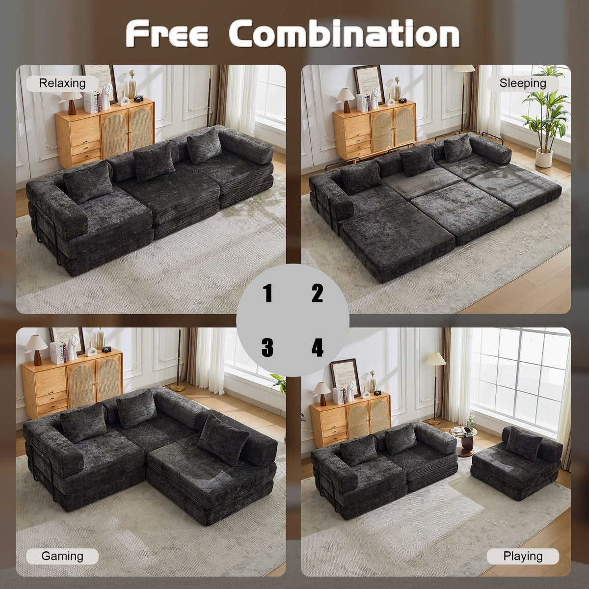 Convertible Floor Sofa Bed with Modular Design - Multiple Colors