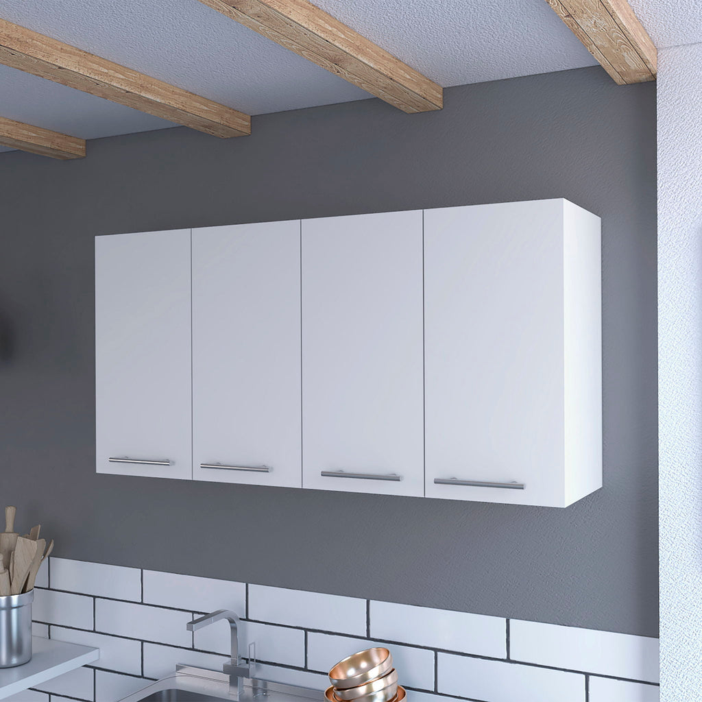 White Kitchen Cabinet Durham Four Doors with Generous Storage - White