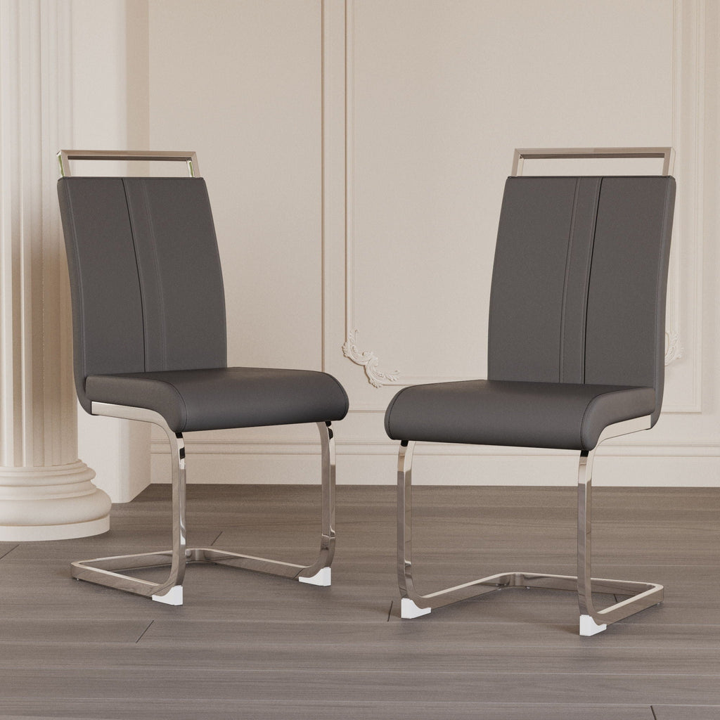 Modern Dining Chairs with Padded Seat and High Back - Black, White, or Dark Gray
