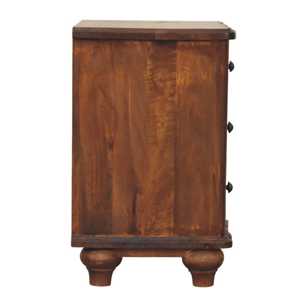 Solid Wood Lume Panel Nightstand with Panel Detailing - Chestnut