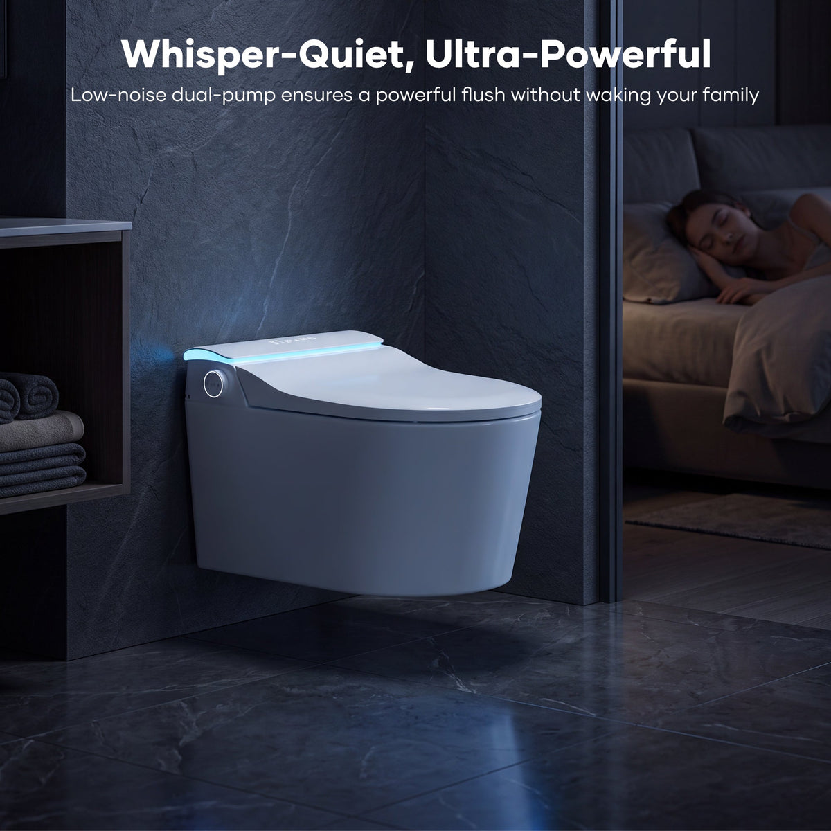 Wall-Mounted Smart Toilet with Automatic Lid and Bidet - Porcelain