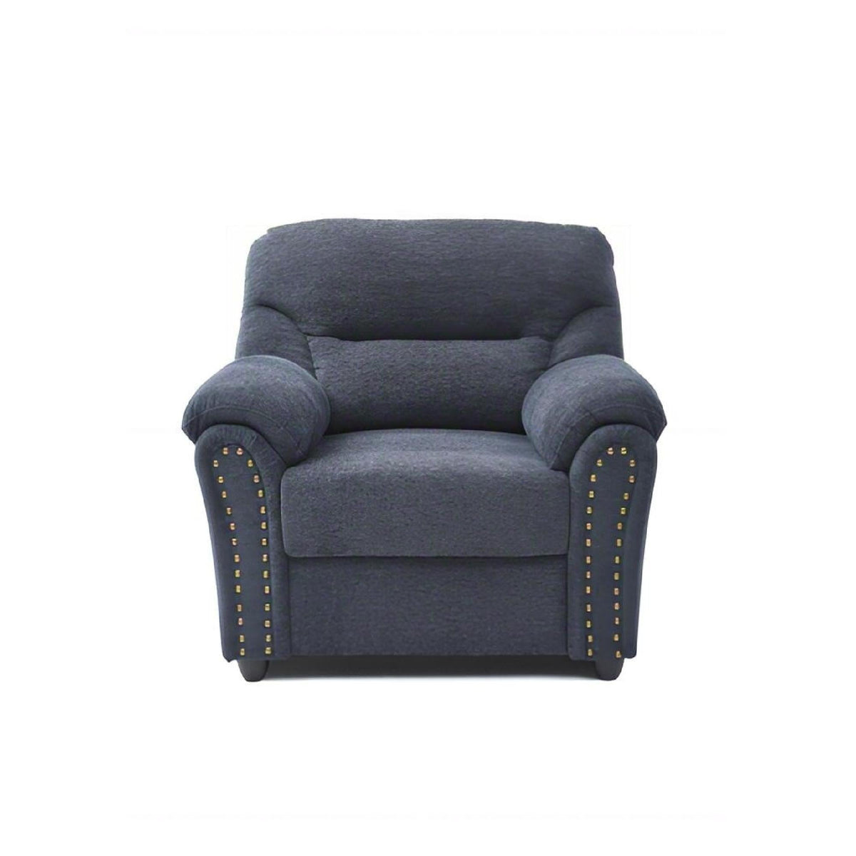 Hamilton Arm Chair with Hand-Applied Nailhead Trim and Pillow Top Cushions - Blue, Gray, Dark Brown