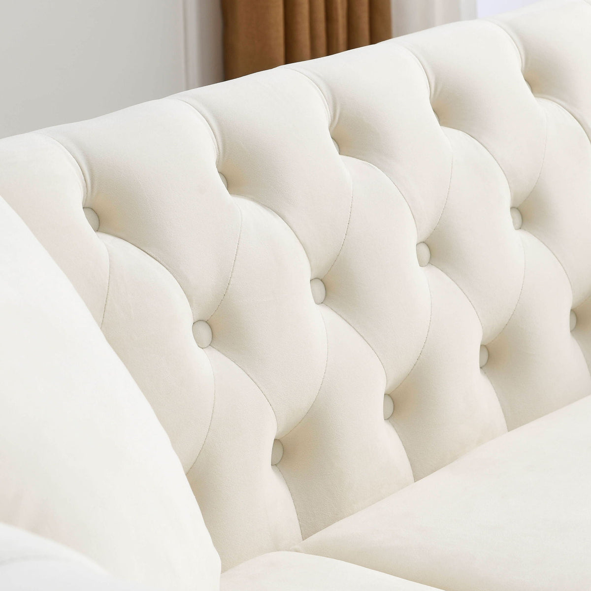 Chesterfield Sofa with Rolled Arms and Nailhead Trim – Solid Wood Frame