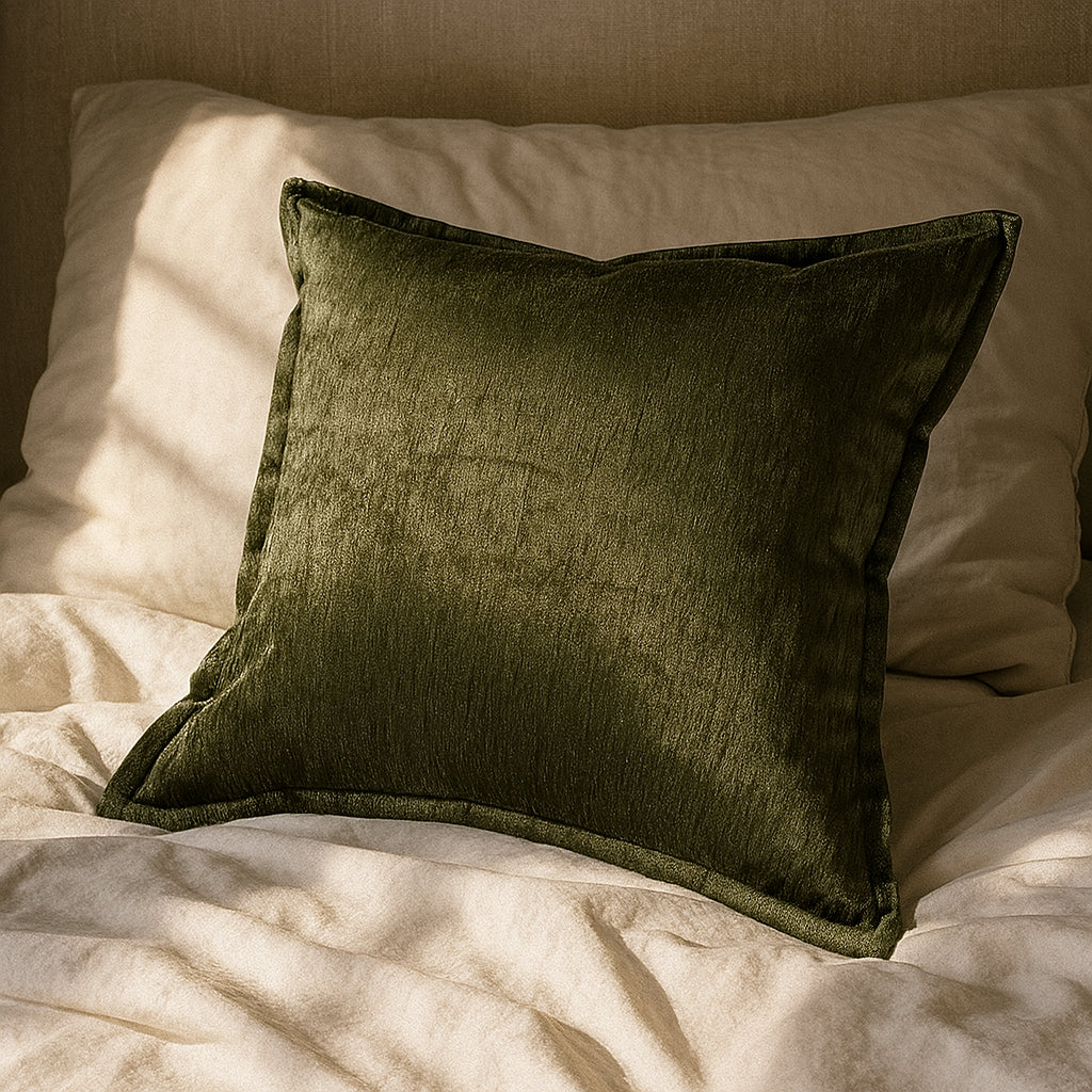 Velvet Throw Pillow with Supportive Fill - Deep Forest Green
