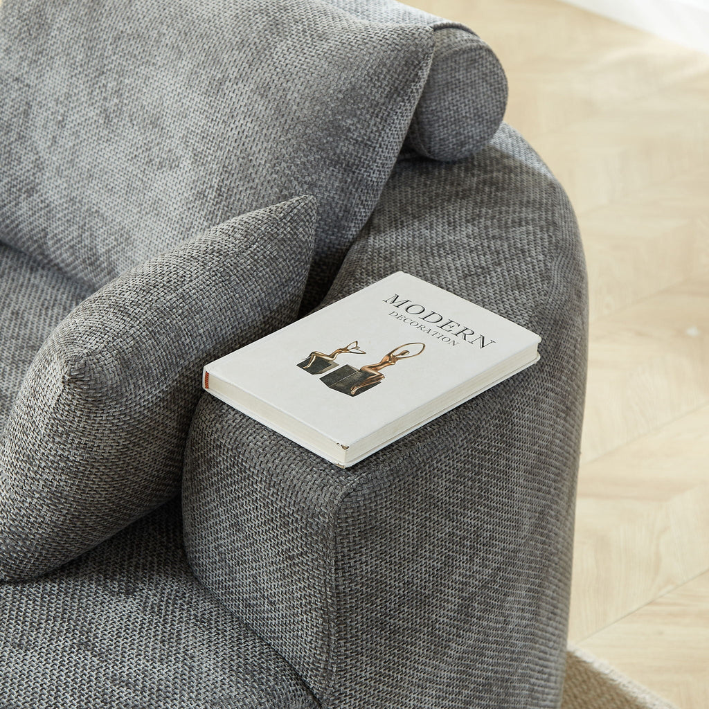 Gray Sleeper Chair Arm Chair with Pillow Support - Chenille Fabric