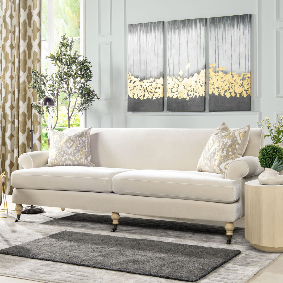 Two Cushion Tightback Sofa with Removable Cushions - Beige or Light Brown