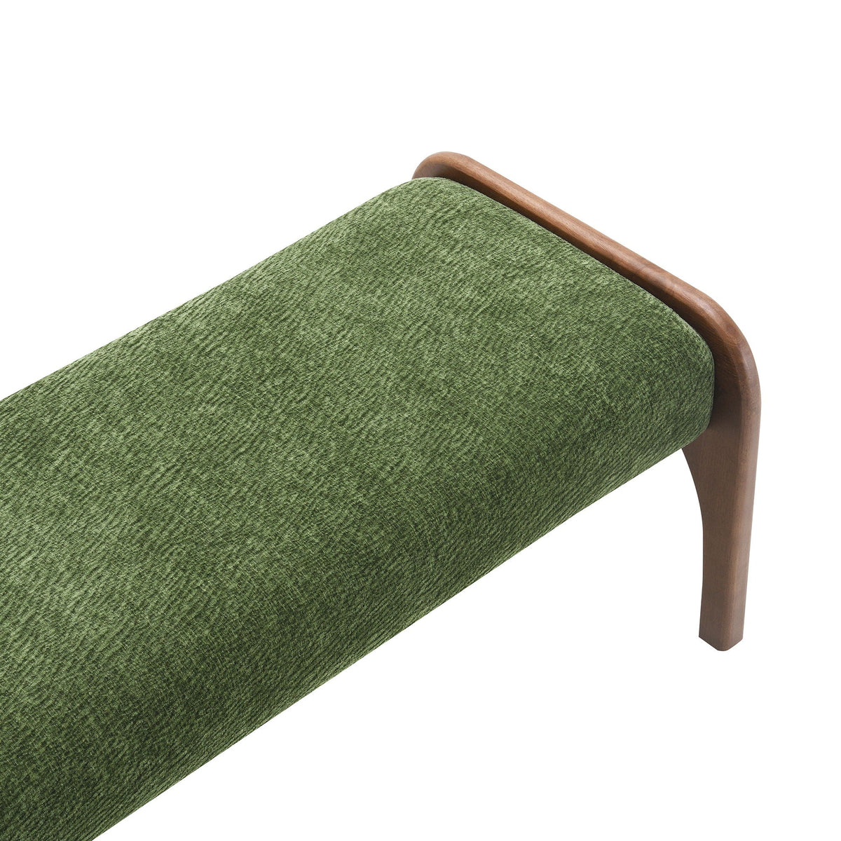 Modern Upholstered Long Bench with Plush Cushion - Beige or Dark Green