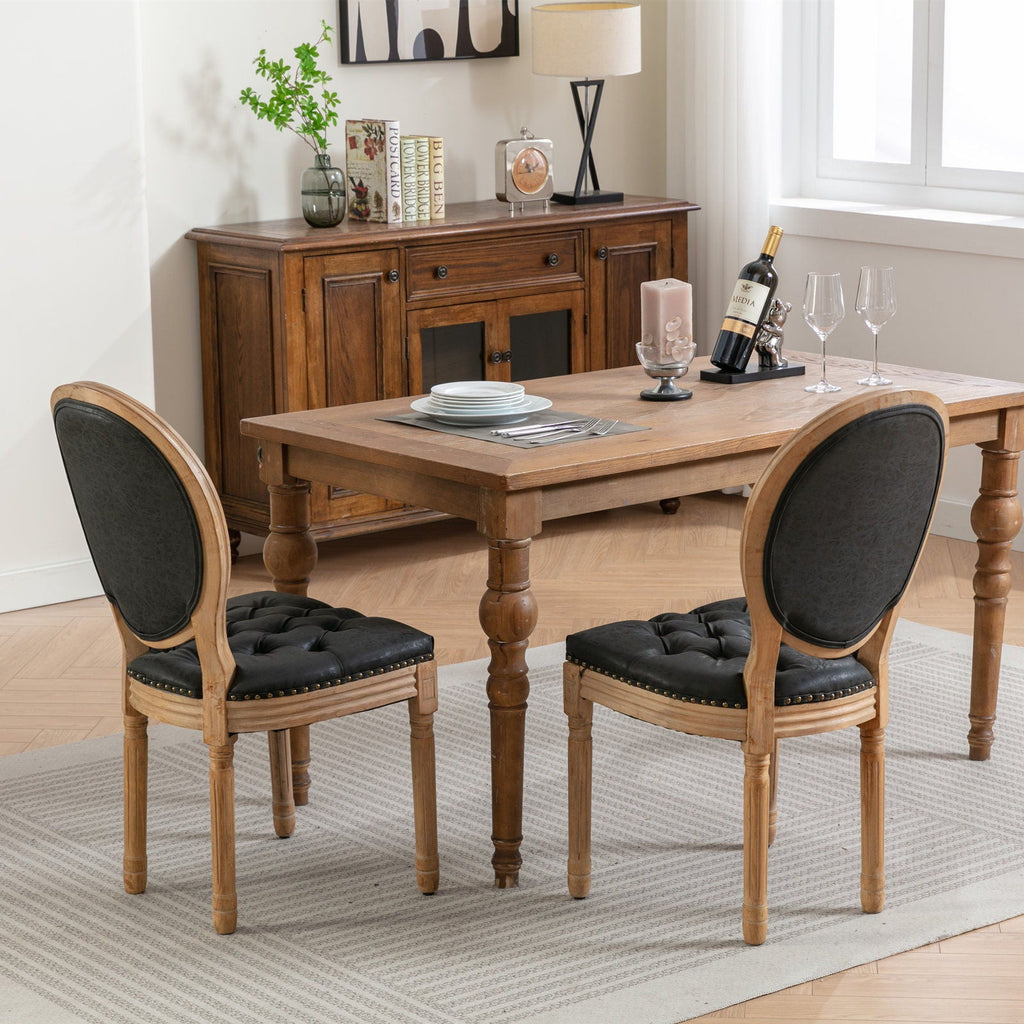 French Style Solid Wood Dining Chair with Nailhead Trim - Multiple Colors