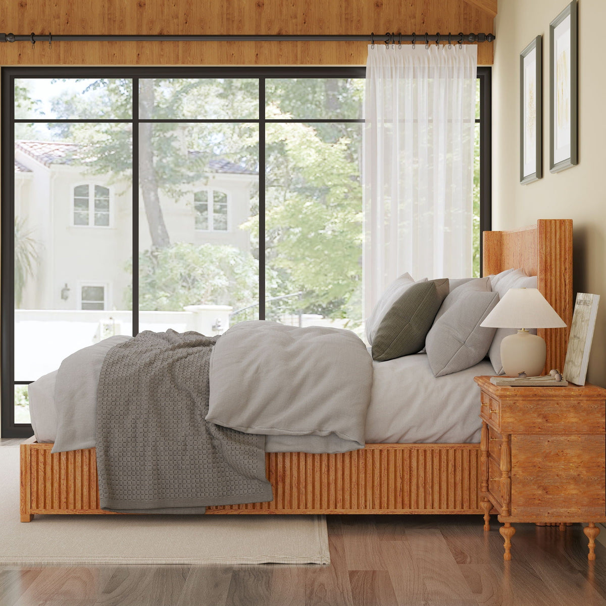 Platform Bed Frame with Headboard, Floor Standing Design - Queen & King