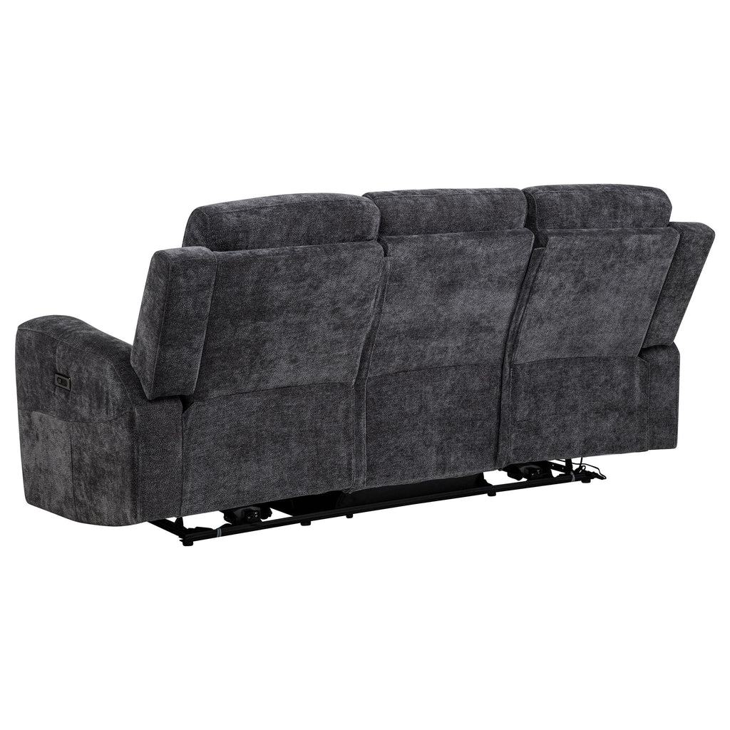 Kennett 2-piece Chenille Power Reclining Sofa Set Dark Grey