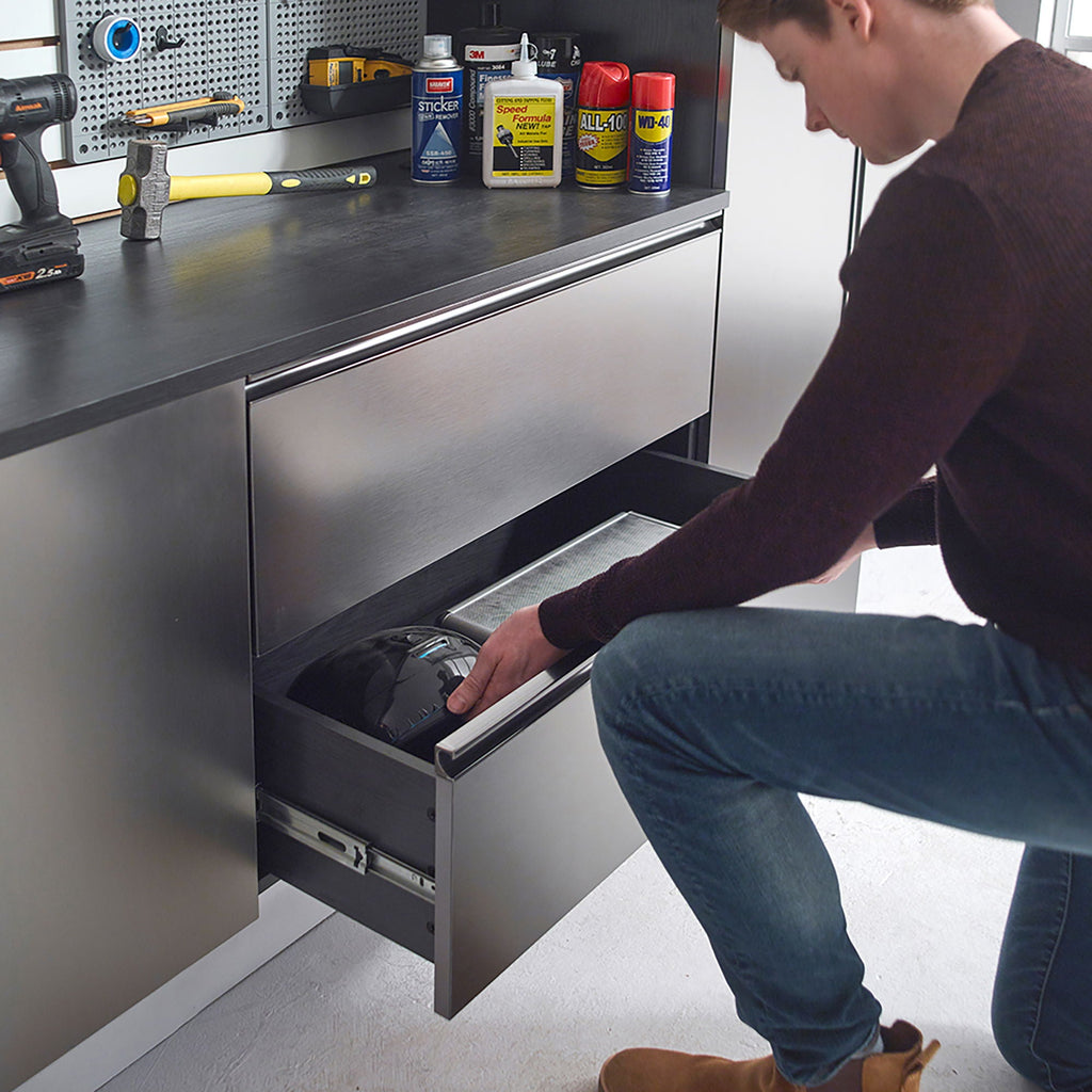 Wall Mounted Garage Cabinet with Deep Storage & Soft-Closing Drawer - Dark Gray