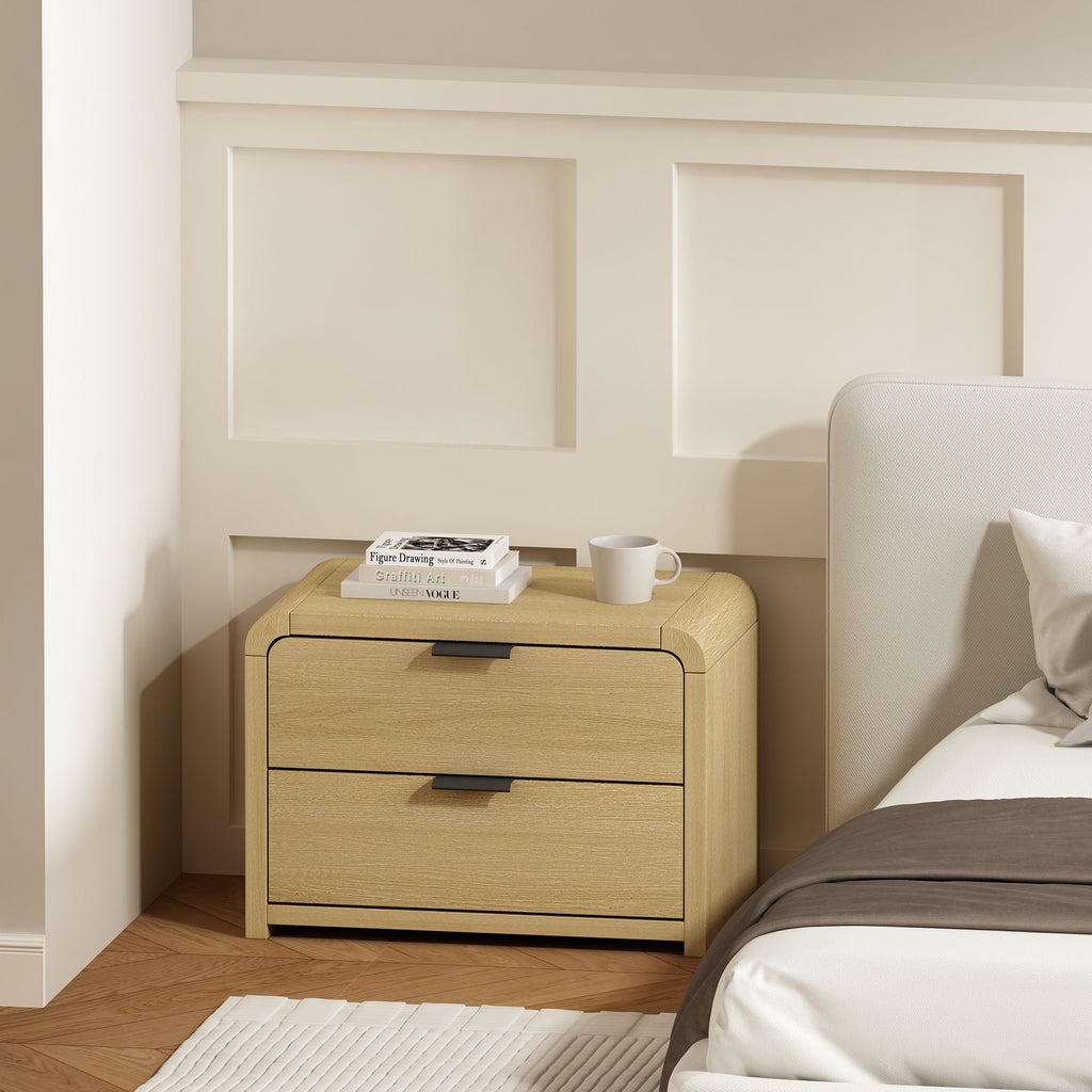 Grace Nightstand with Two Drawers - Light Brown or Black