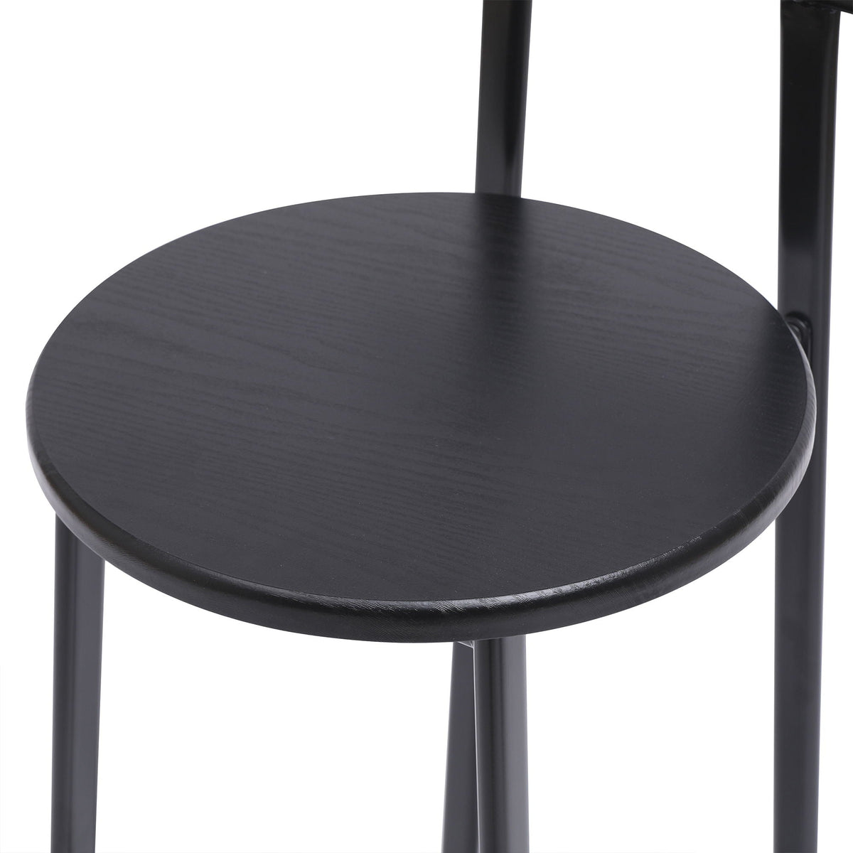 Modern Bar Stools with Backrest for Kitchen – Set of 3 – White or Black