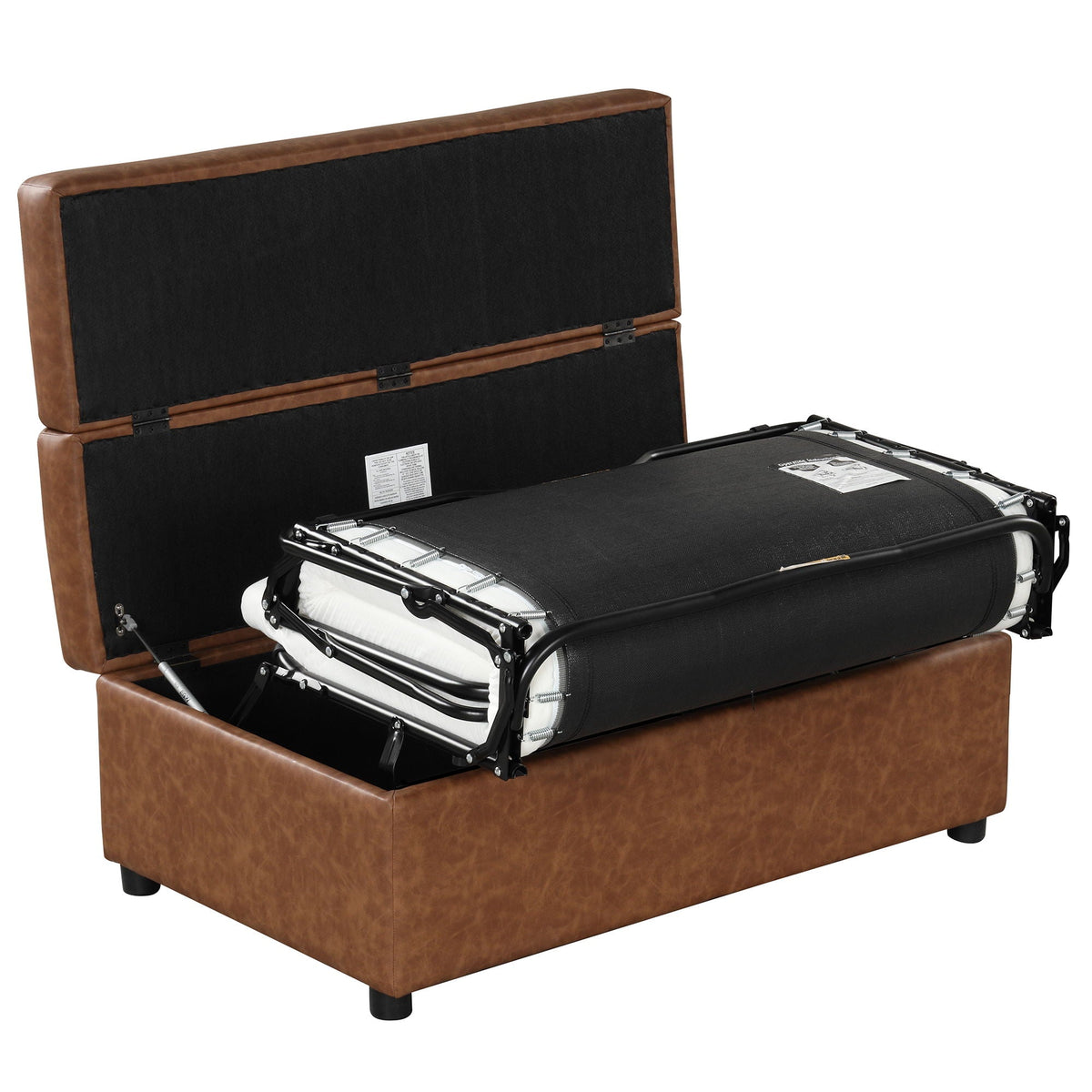Twin Size Folding Ottoman Sleeper Bed with Mattress - Light Brown, Black, Dark Gray, White