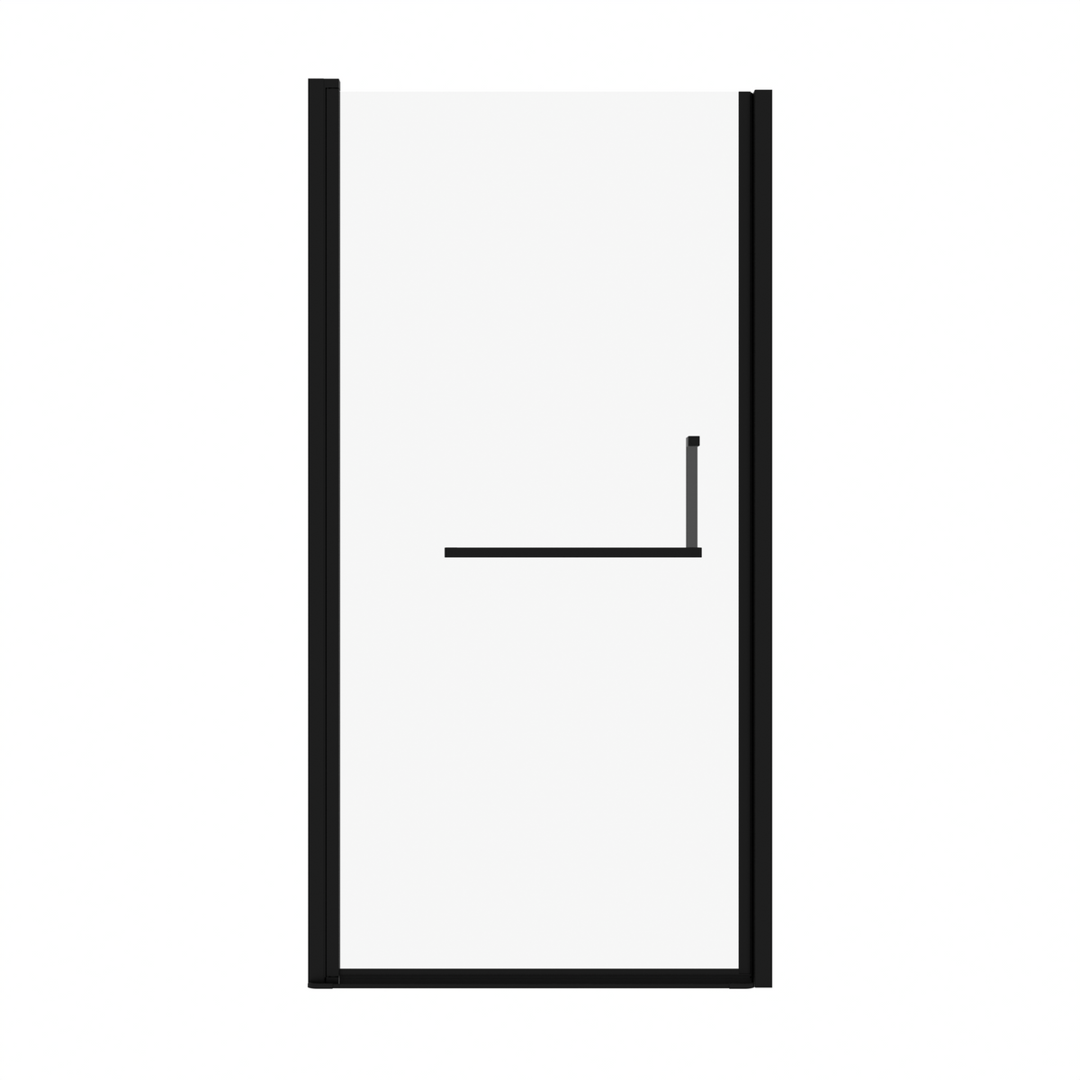 Matte Black Semi-Frameless Pivot Shower Door with Adjustable Width – 34"-35.2" x 72"