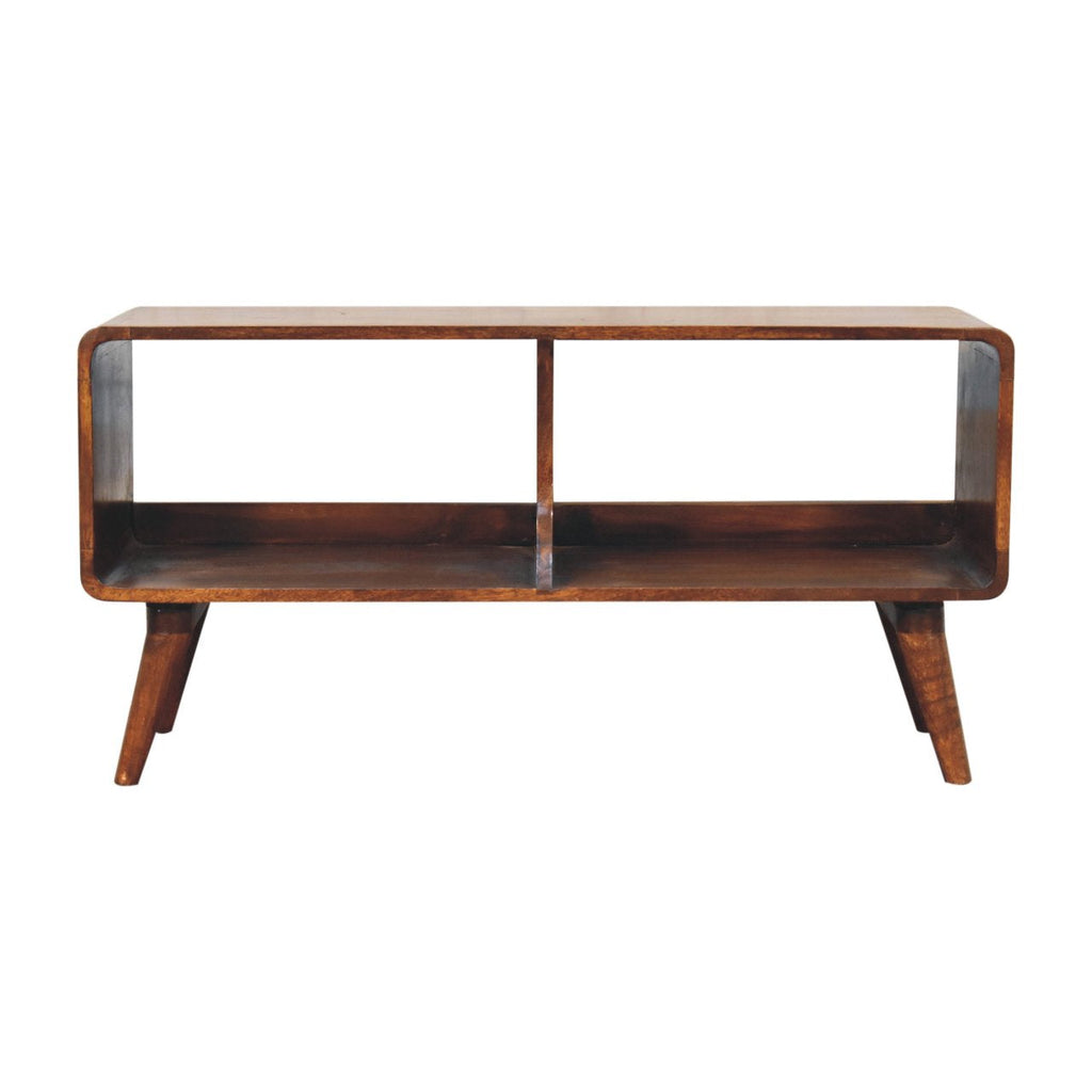 Solid Wood Curved Chestnut Media Unit with Nordic Legs