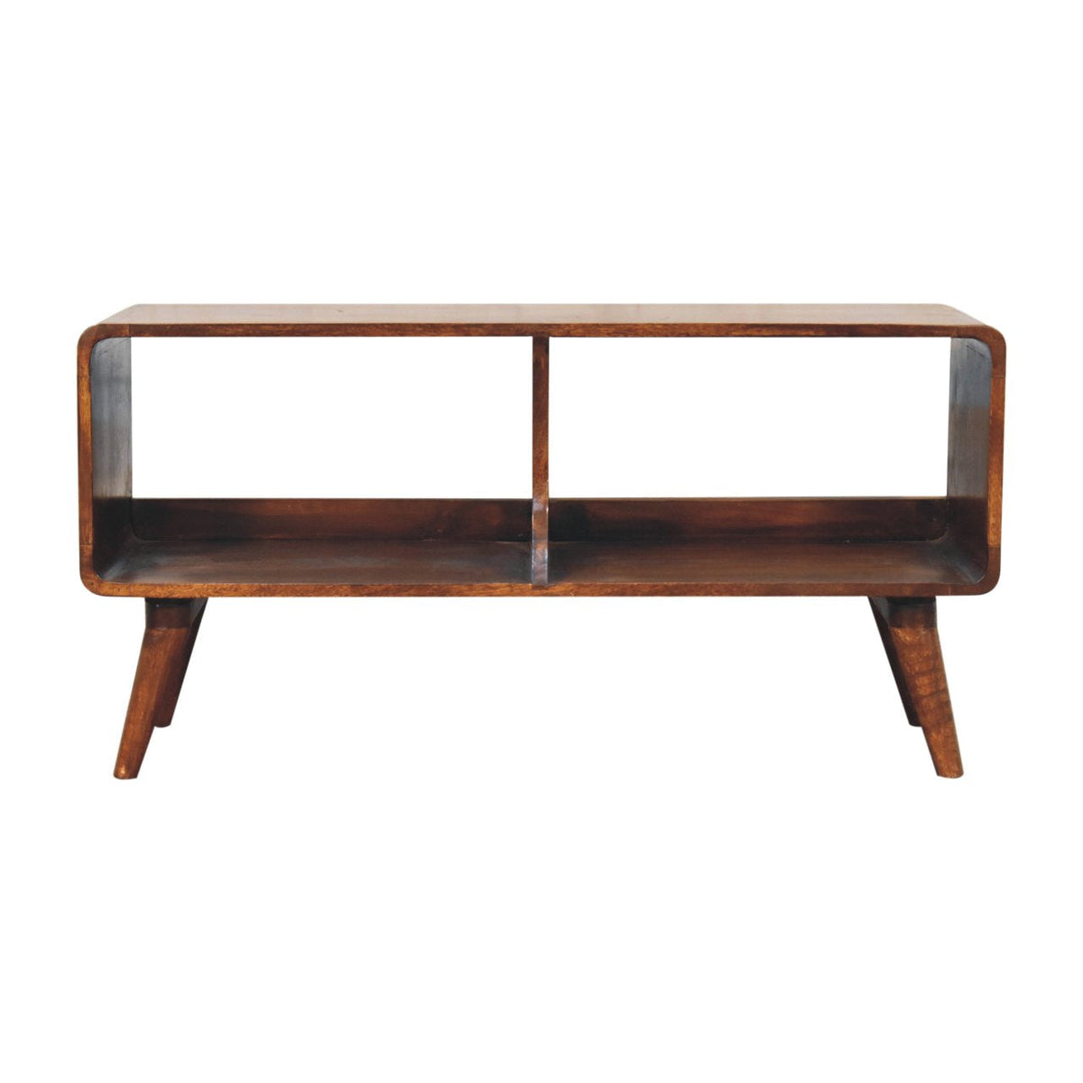 Solid Wood Curved Chestnut Media Unit with Nordic Legs