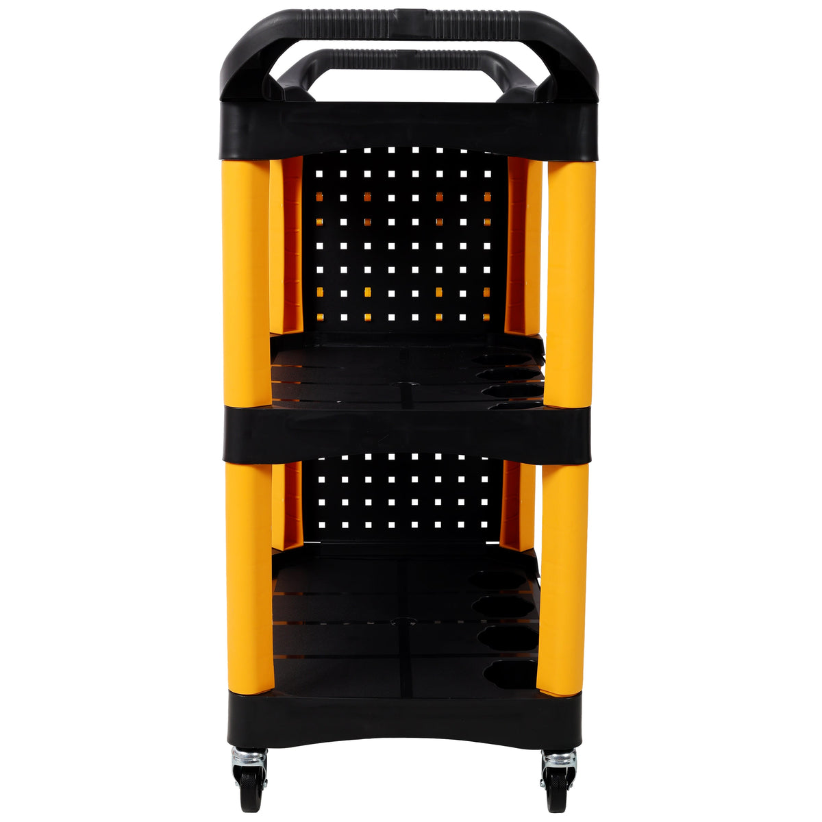 3 Tier Rolling Tool Cart with Wheels - Yellow & Black
