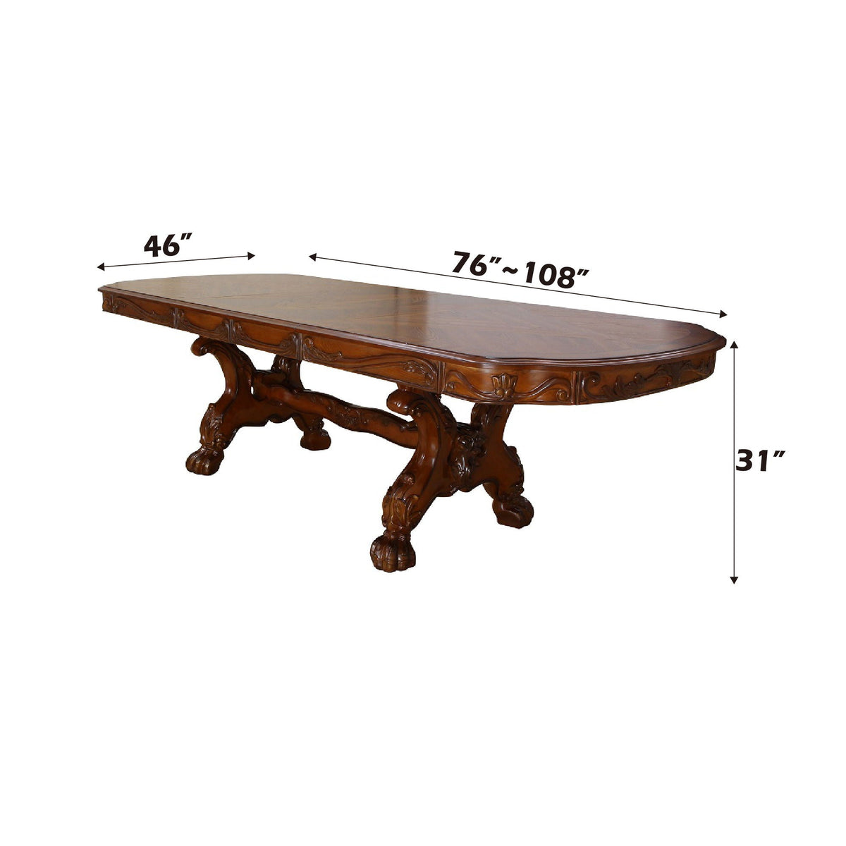 Dresden Elegant Dining Table with Wood Construction - Pearl Silver or Dark Brown