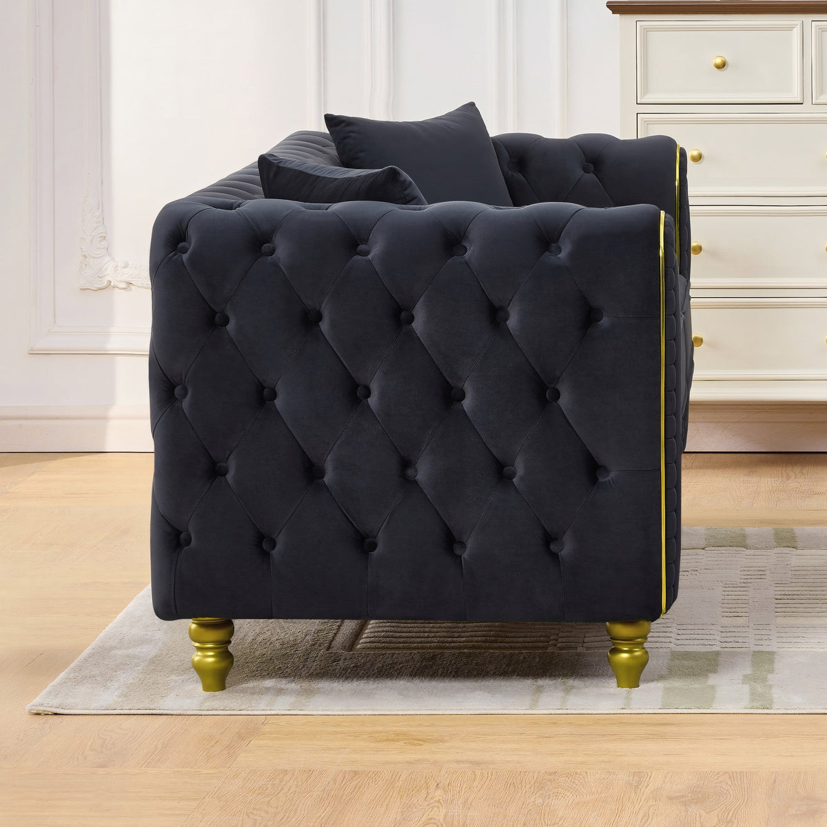 Modern Velvet Loveseat Sofa with Button Tufting