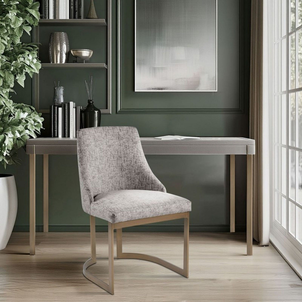 Modern Accent Dining Chairs with Upholstered Cushions – Beige or Gray