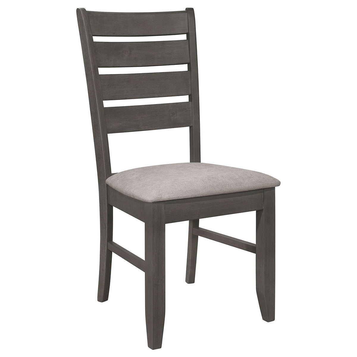 Padded Seat Dining Chairs with Tapered Slats - Set of 2, Dark Gray or Black