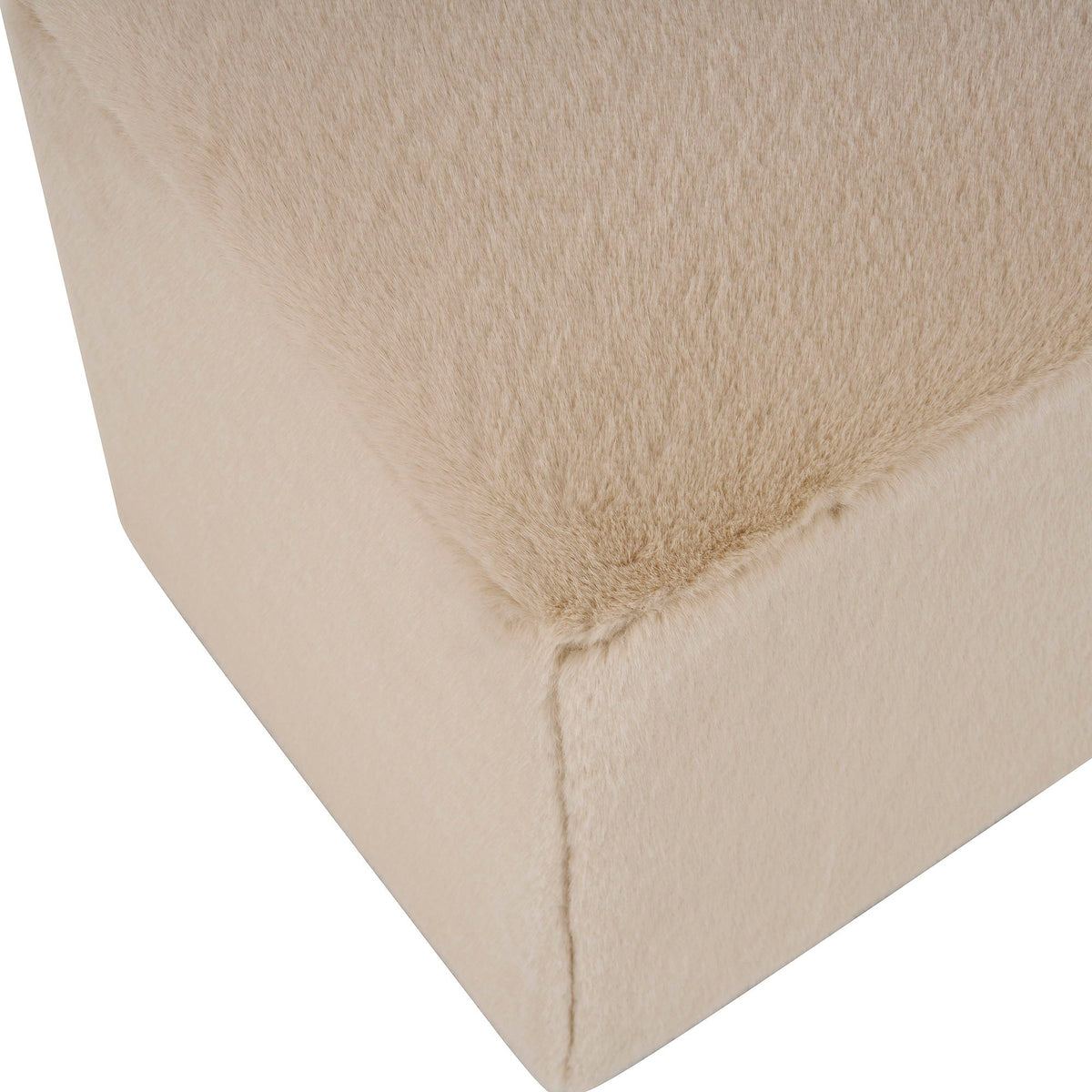 Long Plush Ottoman with Ergonomic Seat Height - Almond
