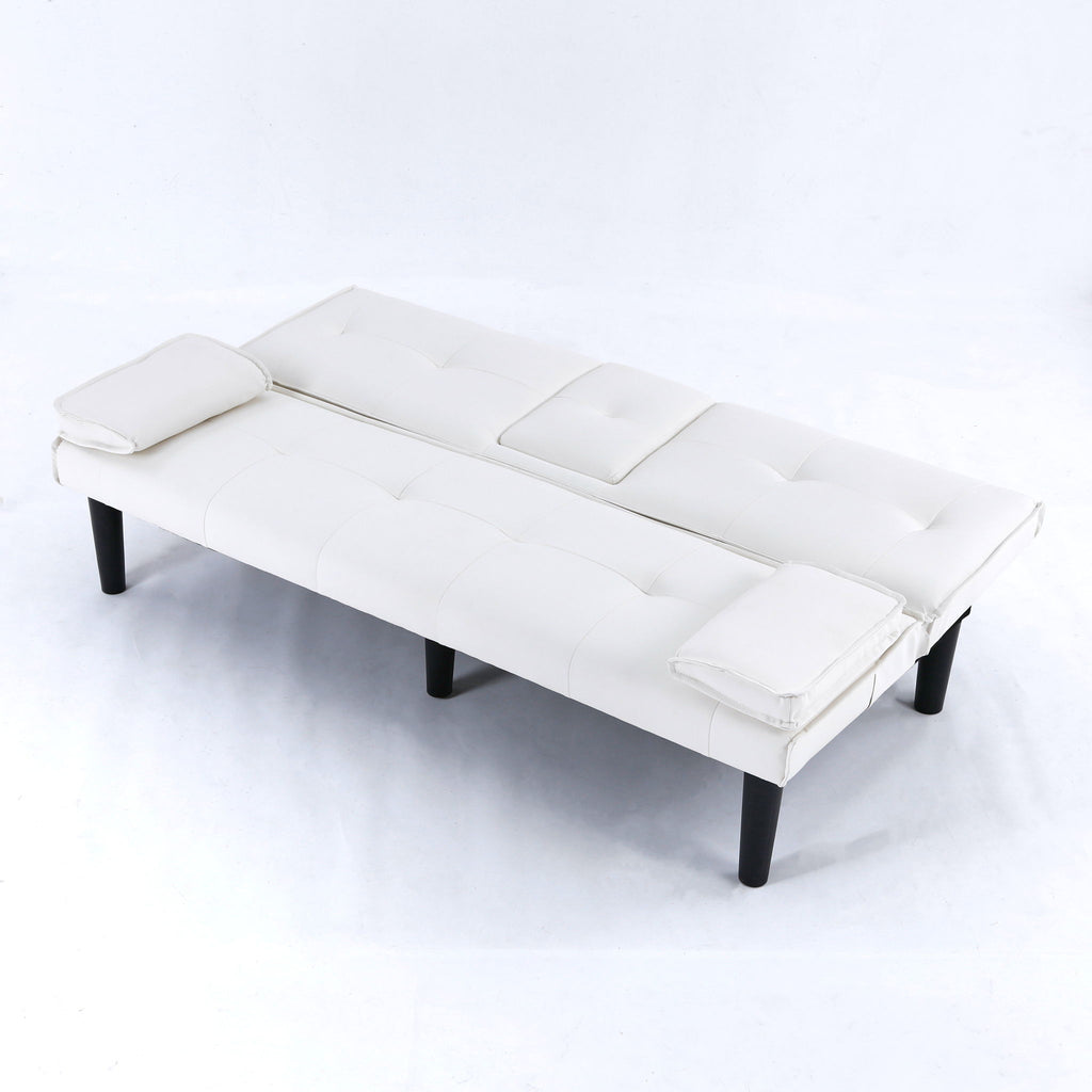 Foldable Sofa Bed with Cup Holder and Solid Wood Frame - Multiple Colors