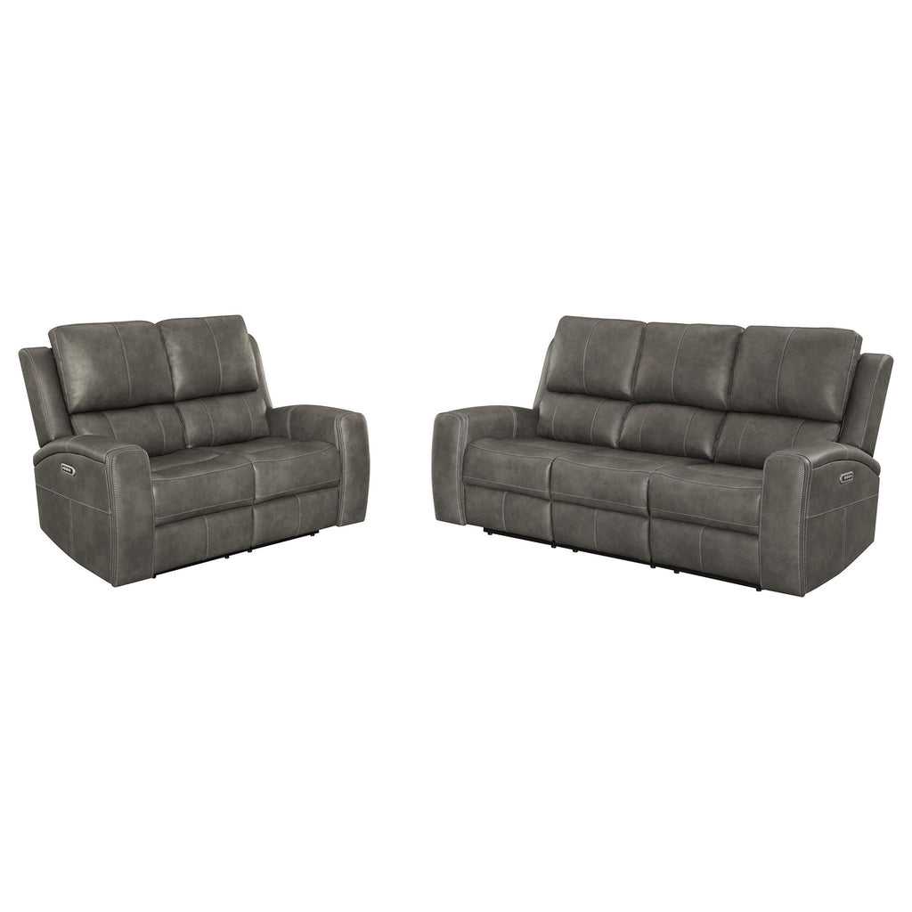 Brickston 2-piece Triple Power Reclining Sofa Set Charcoal