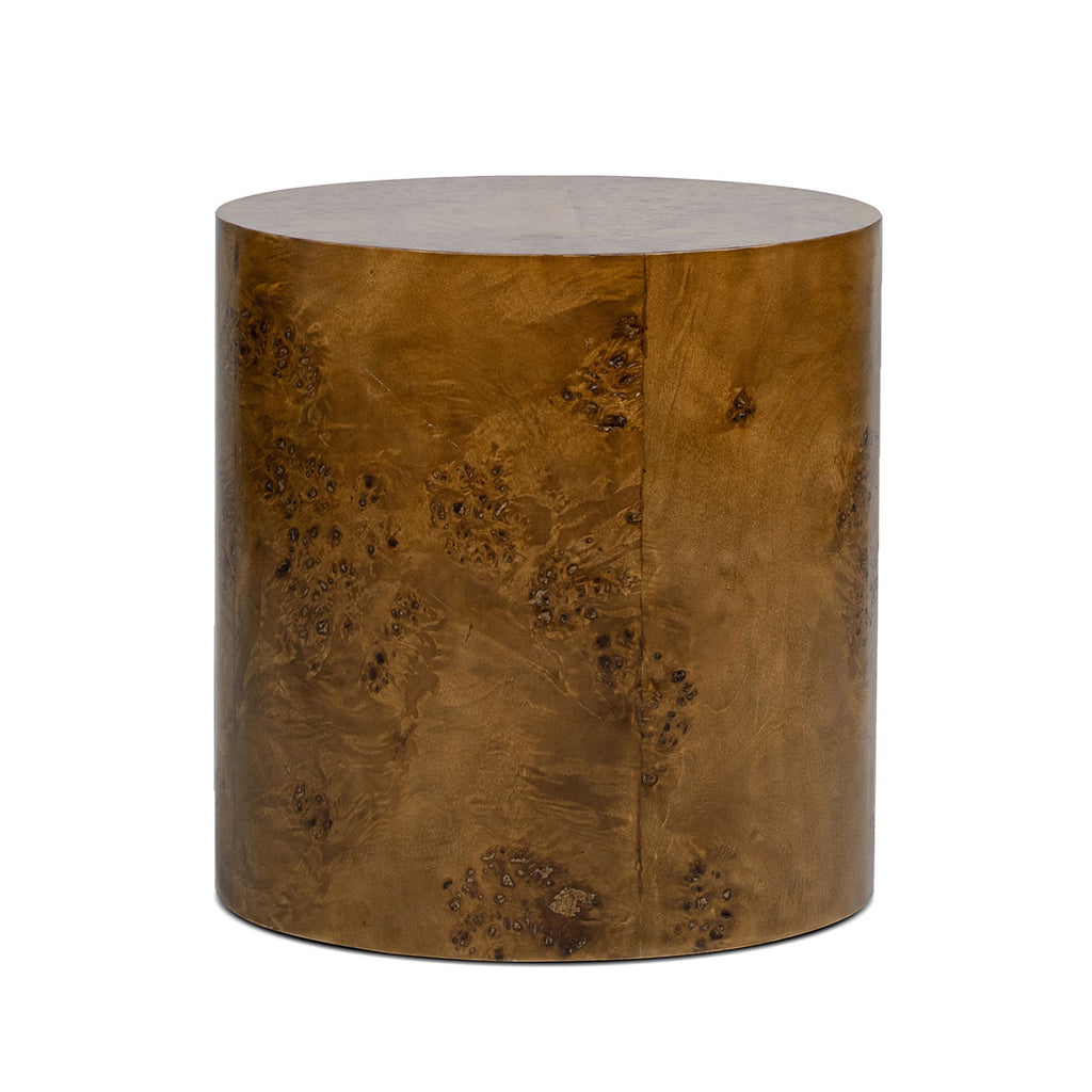 Accent Oval Pillar Side Table with Burl Wood Veneer - Light or Dark Brown