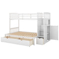 Convertible Twin Over Full Bunk Bed with Storage Shelves and Drawers - White or Dark Gray