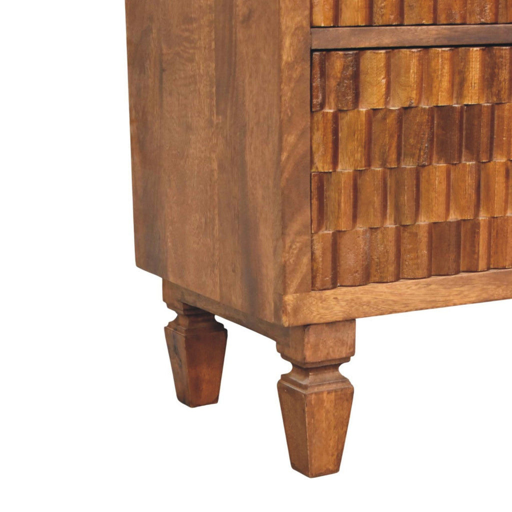 Solid Wood Cadiz Carved Chest with Handcrafted Detailing - Chestnut Finish