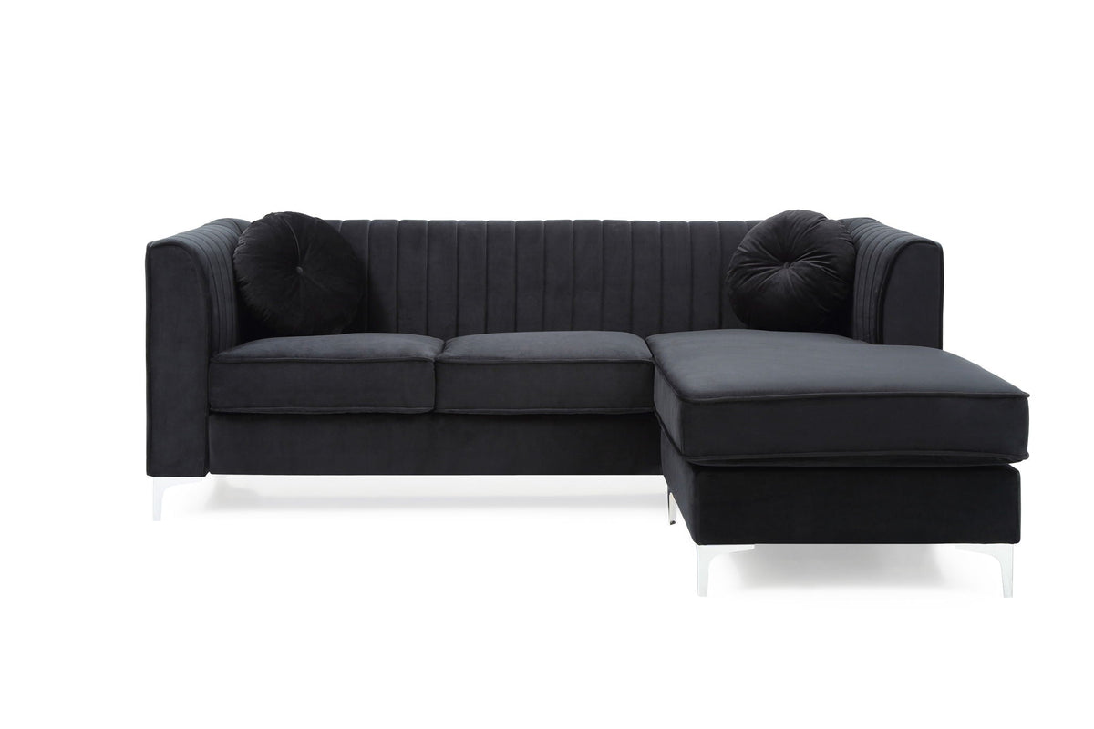 Micro Suede Sofa Chaise with Channel Quilting - Multiple Colors