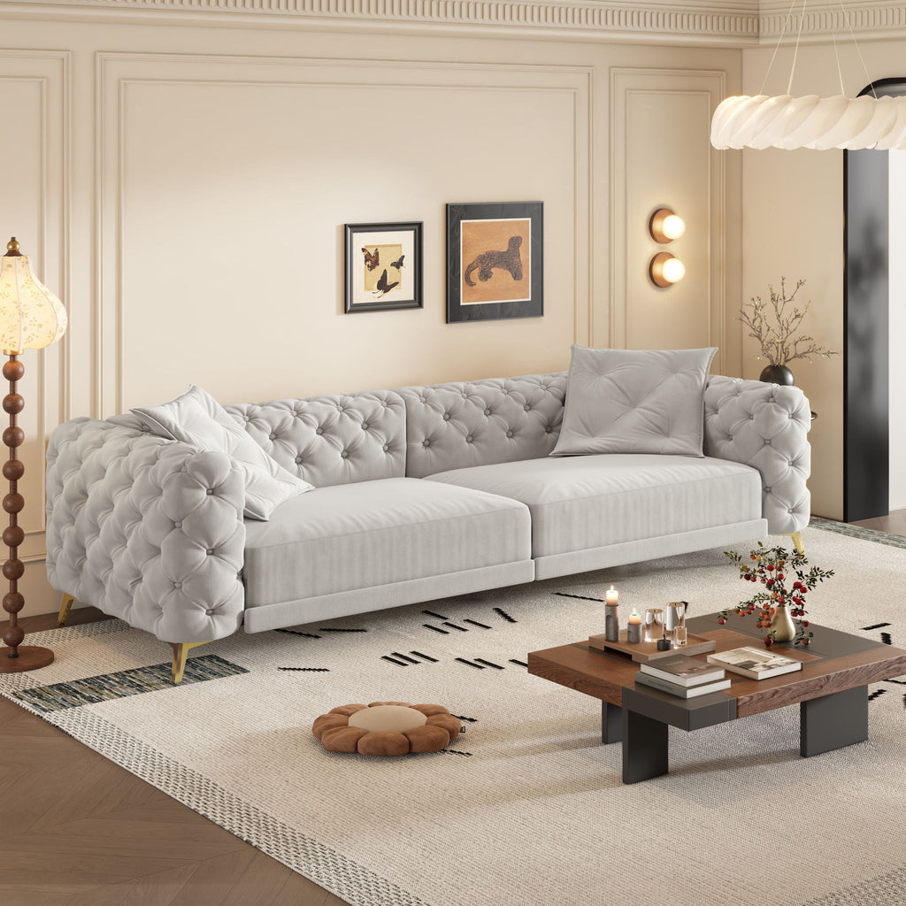 3-In-1 Convertible Sleeper Sofa Set with Deep Seat & Movable Ottoman - White, Beige, Gray