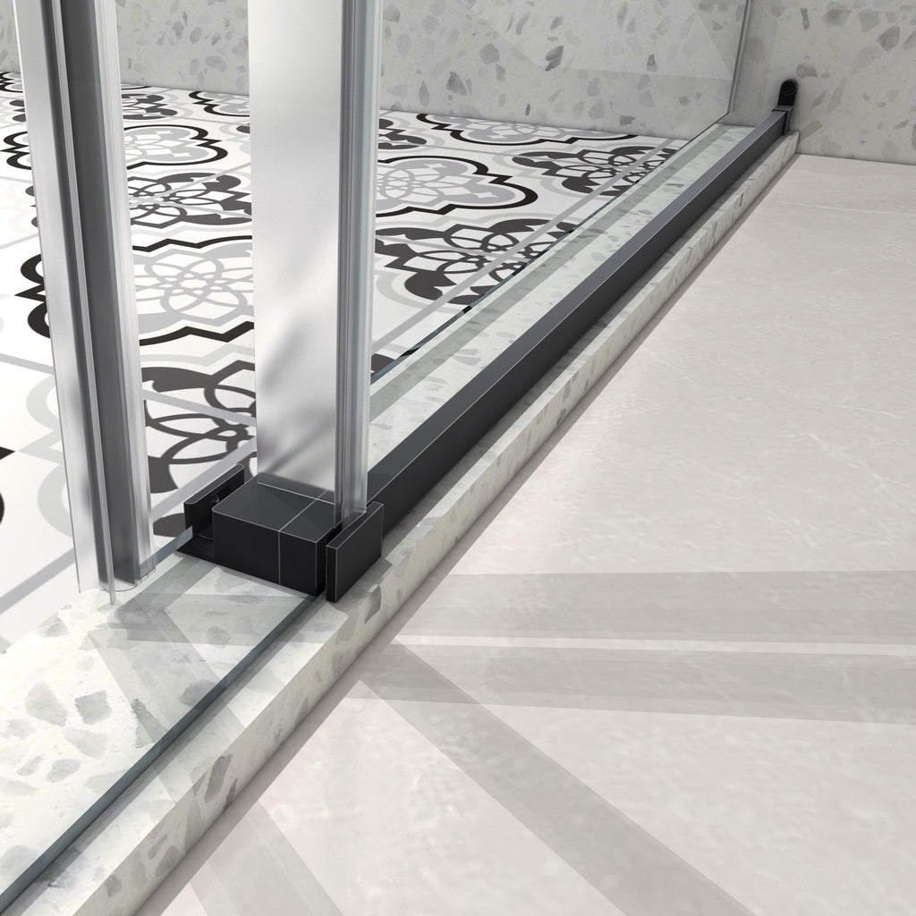 6063 Matte Tempered Glass Shower Door with Soft-Closing - Matte Black