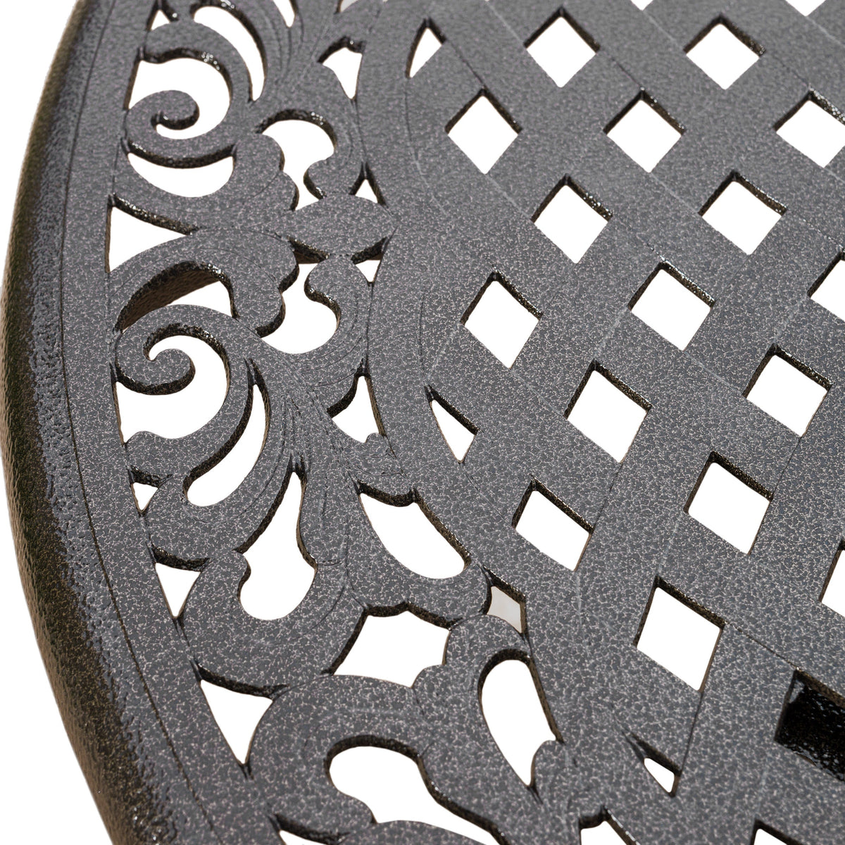 Phoenix 48in Round Patio Table with Lattice Design - Hammered Bronze