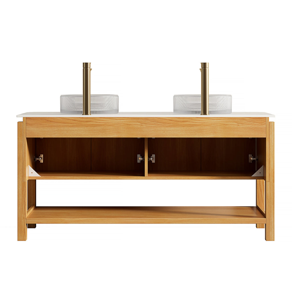 Sharma 60" Bathroom Vanity with Sinks and Storage - White