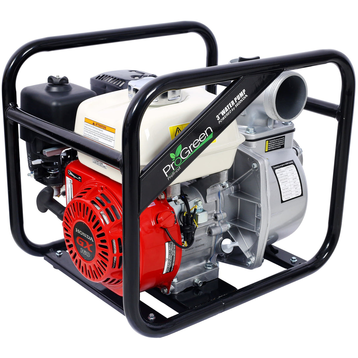 Honda GX160 Engine 3" Water Pump with 25ft Hose - Black/Red