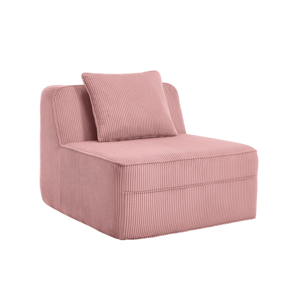 Armless Corduroy Sofa With Pillow - Pink