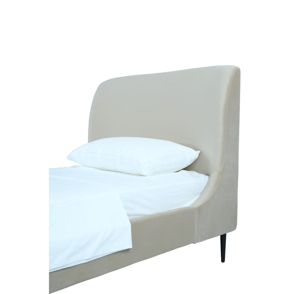 Heather Upholstered Bed with Curved Headboard - Multiple Colors