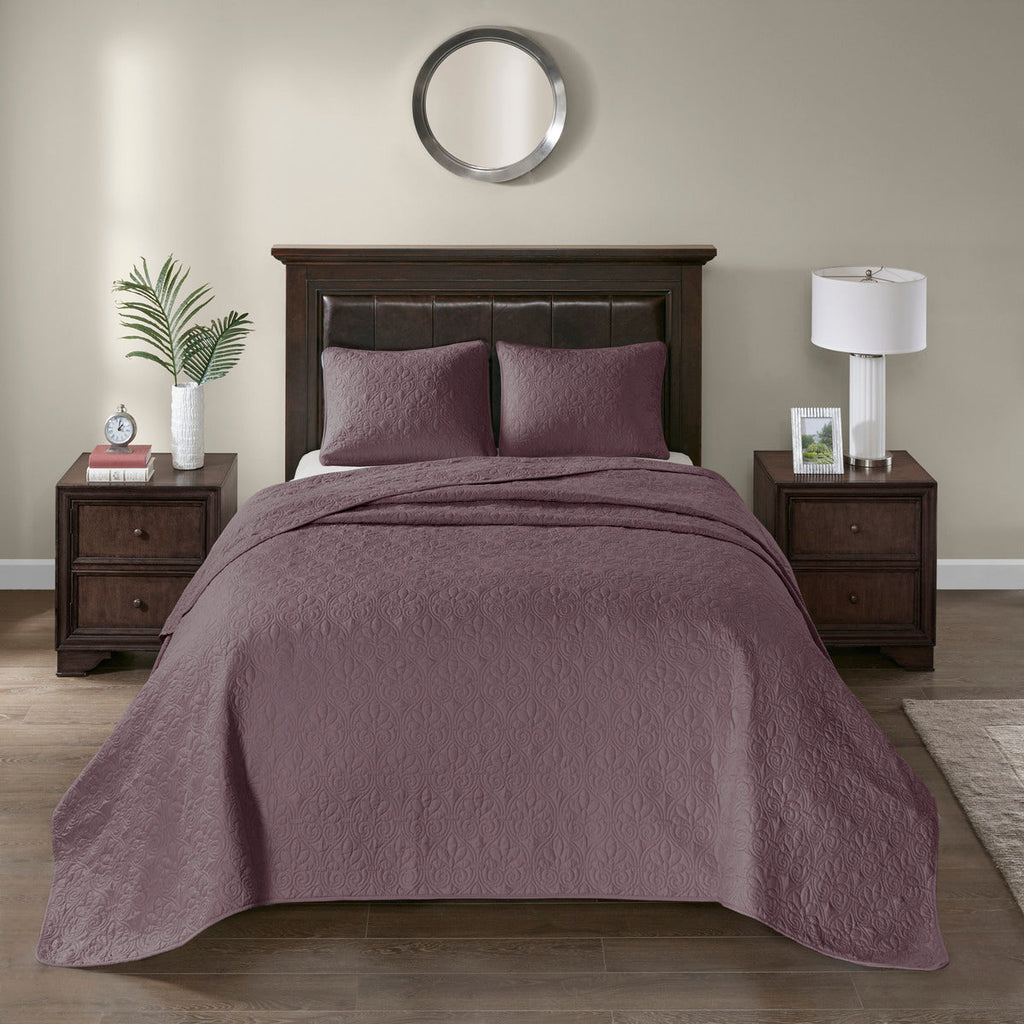 Reversible Quilt Set with Classic Stitch Pattern – Purple