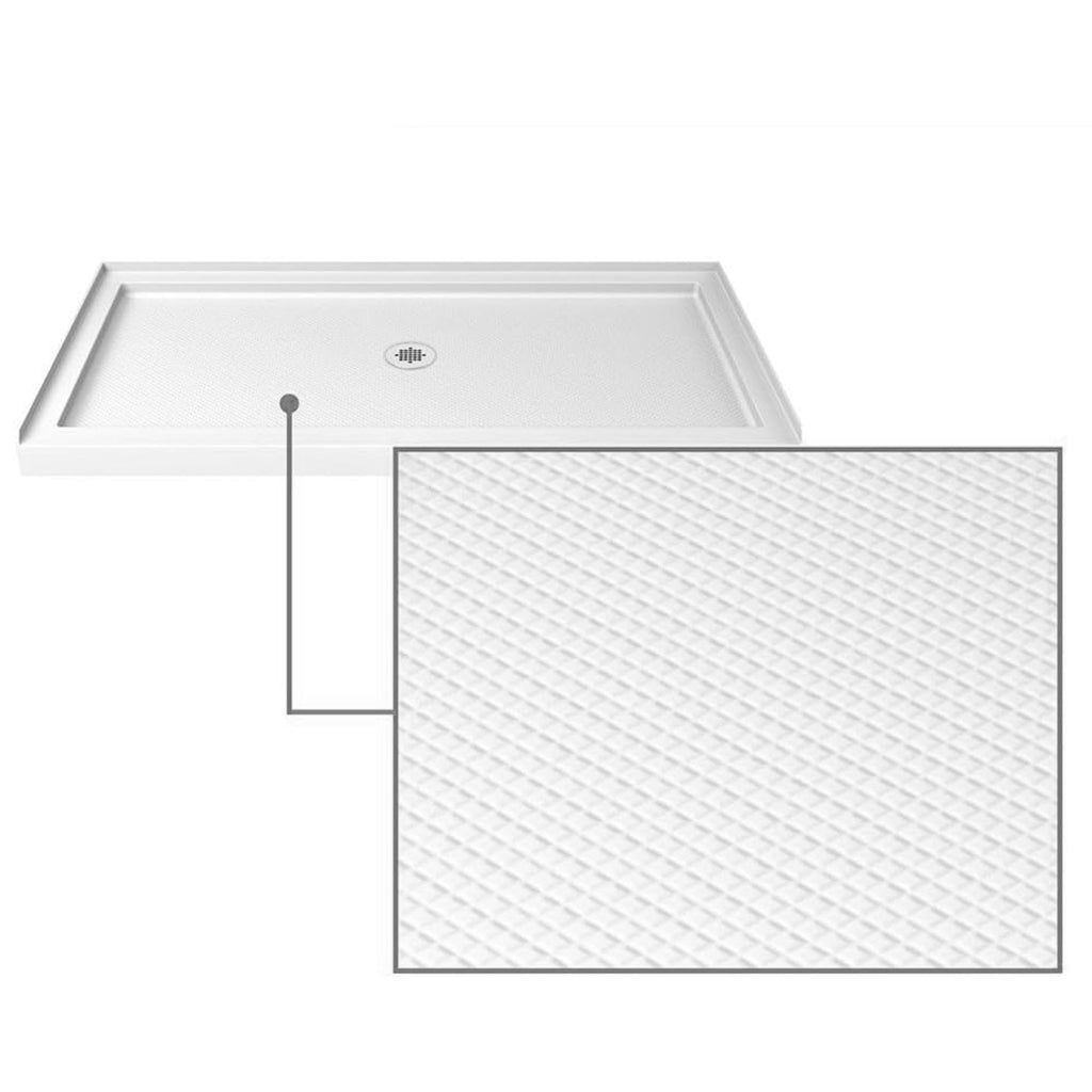 60" x 32" Shower Base with Slip-Resistant Surface - Central Drain