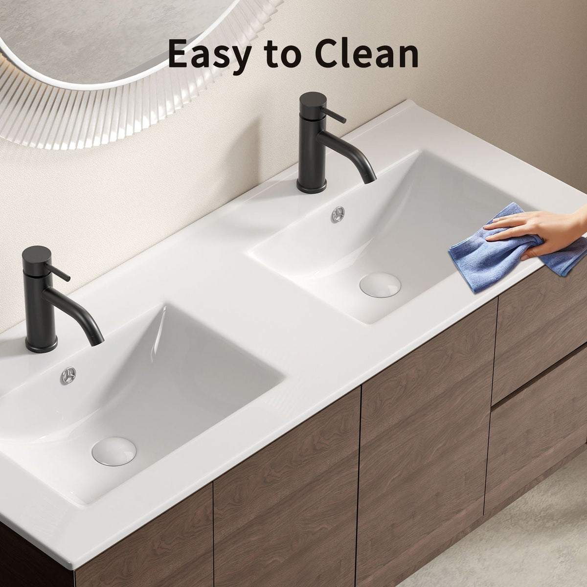 Milk White Bathroom Sink Vanity Top with Thin-Edge Design - 47.64" Wide