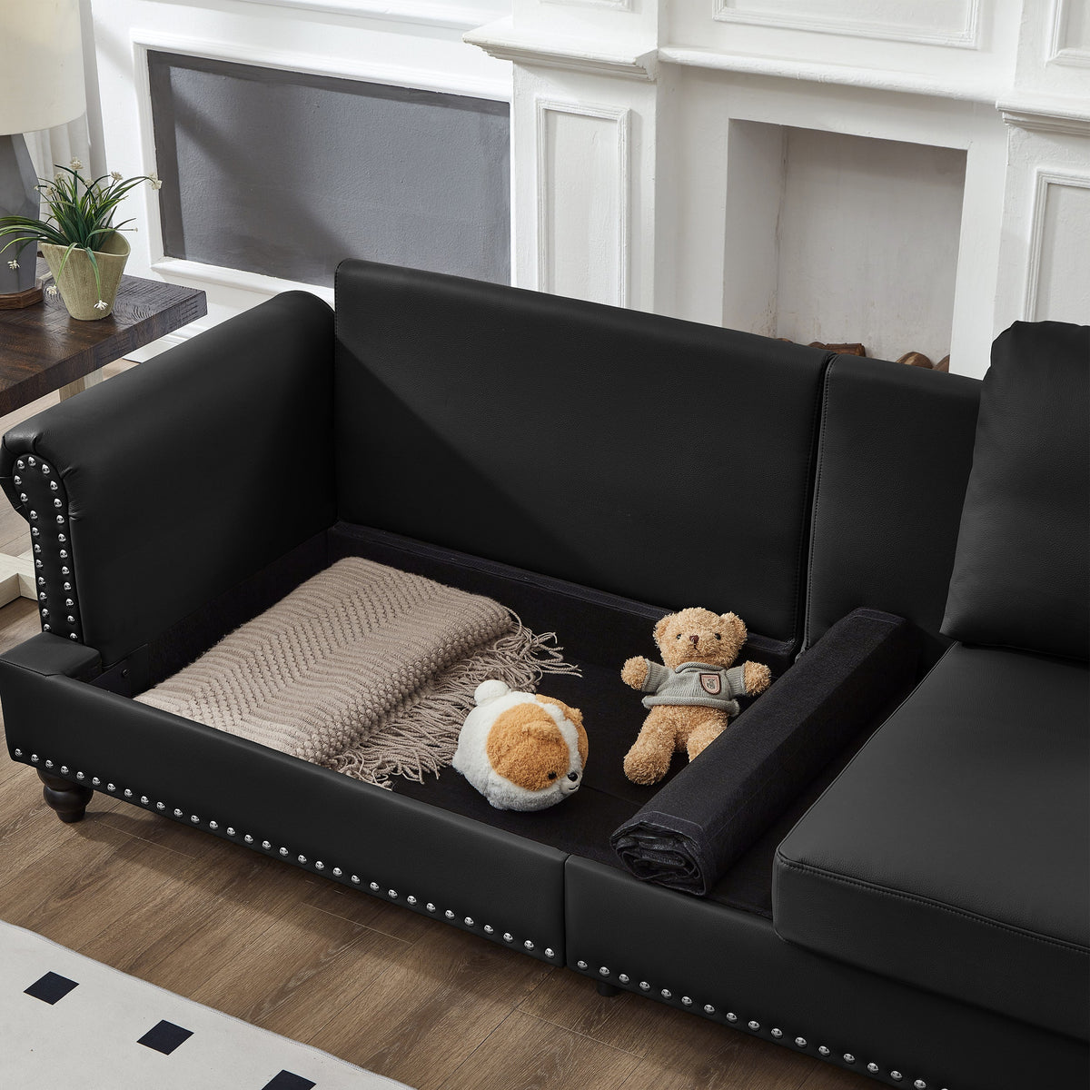 83" Modern Classic Sofa with Nailhead Detailing – Imitation Cowhide Leather