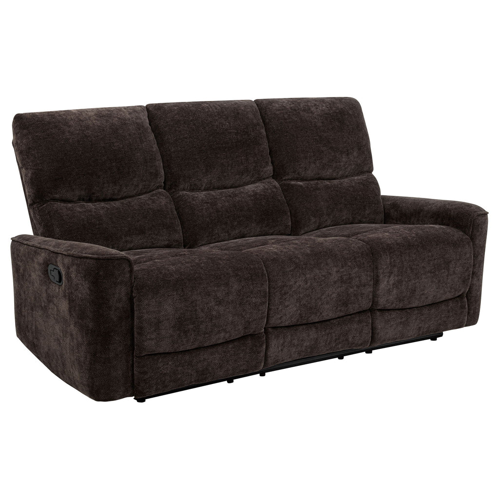 Navarro Chenille Upholstered Reclining Sofa Dark Brown
