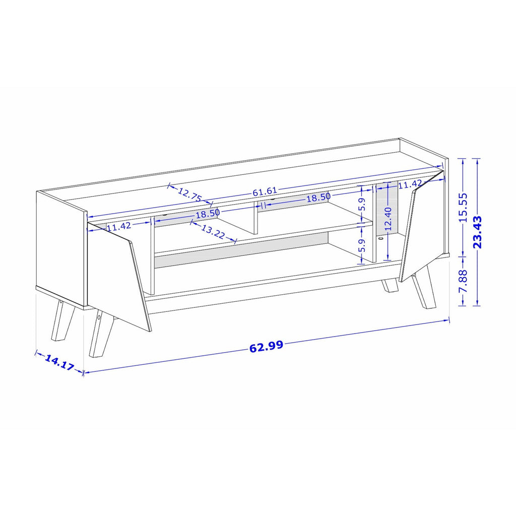TV Stand with 5 Shelves and Soft Close Doors - Multiple Colors