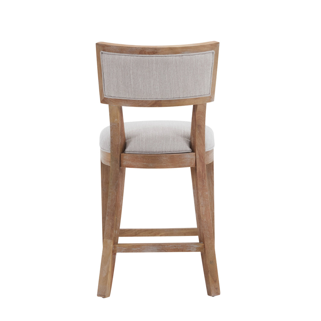 Upholstered Counter Stools Set of 2 with Ergonomic Back - Beige & Natural